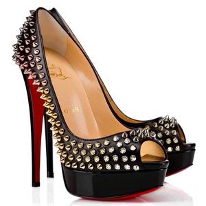 LOUBOUTIN 🌹 LADY PEEP SPIKE DEGRADE KID & PATENT